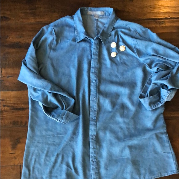 NEW! Denim button down blouse - Picture 2 of 2